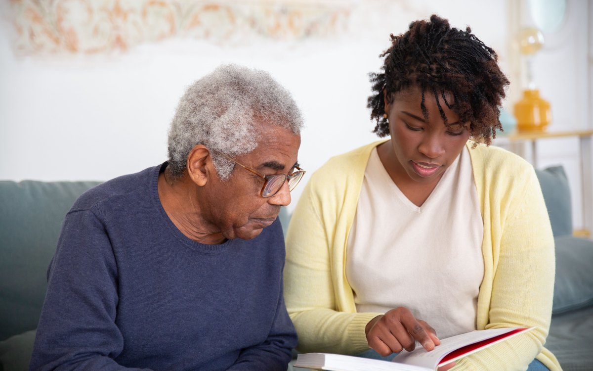 A calm, supportive moment in a comfortable home setting
